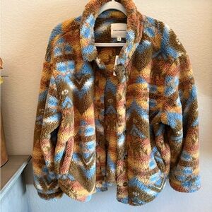 Lucky Brand Western Print Teddy Jacket